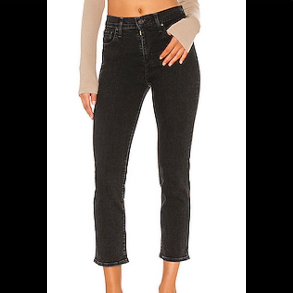 Levi's 724 Hi Rise Straight Crop Jean in Wait a Minute black wash 27